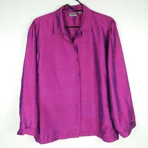 Chicos 2 Purple Silk Button Up Blouse